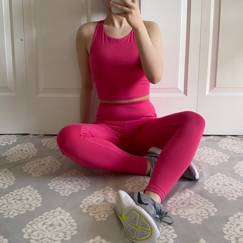 VIBRANT - Fuchsia Pink Workout 2 Piece Set Sports Bra & Leggings